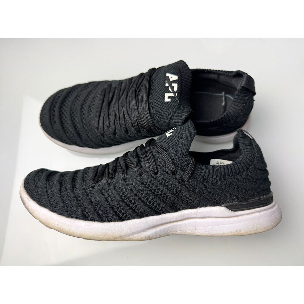 APL TechLoom Wave Women 9 Flaw* Knit Comfort Run‎ Sneaker Slip-on Lace-up Black